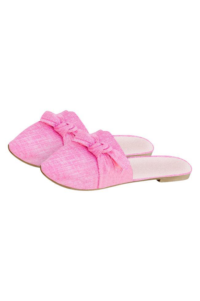 Audry Pink Tweed Bow Mule Flats FINAL SALE Product Image