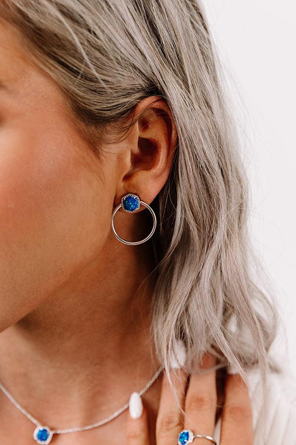 Kendra Scott Davie Silver Hoop Earrings in Royal Blue Kyocera Opal Product Image
