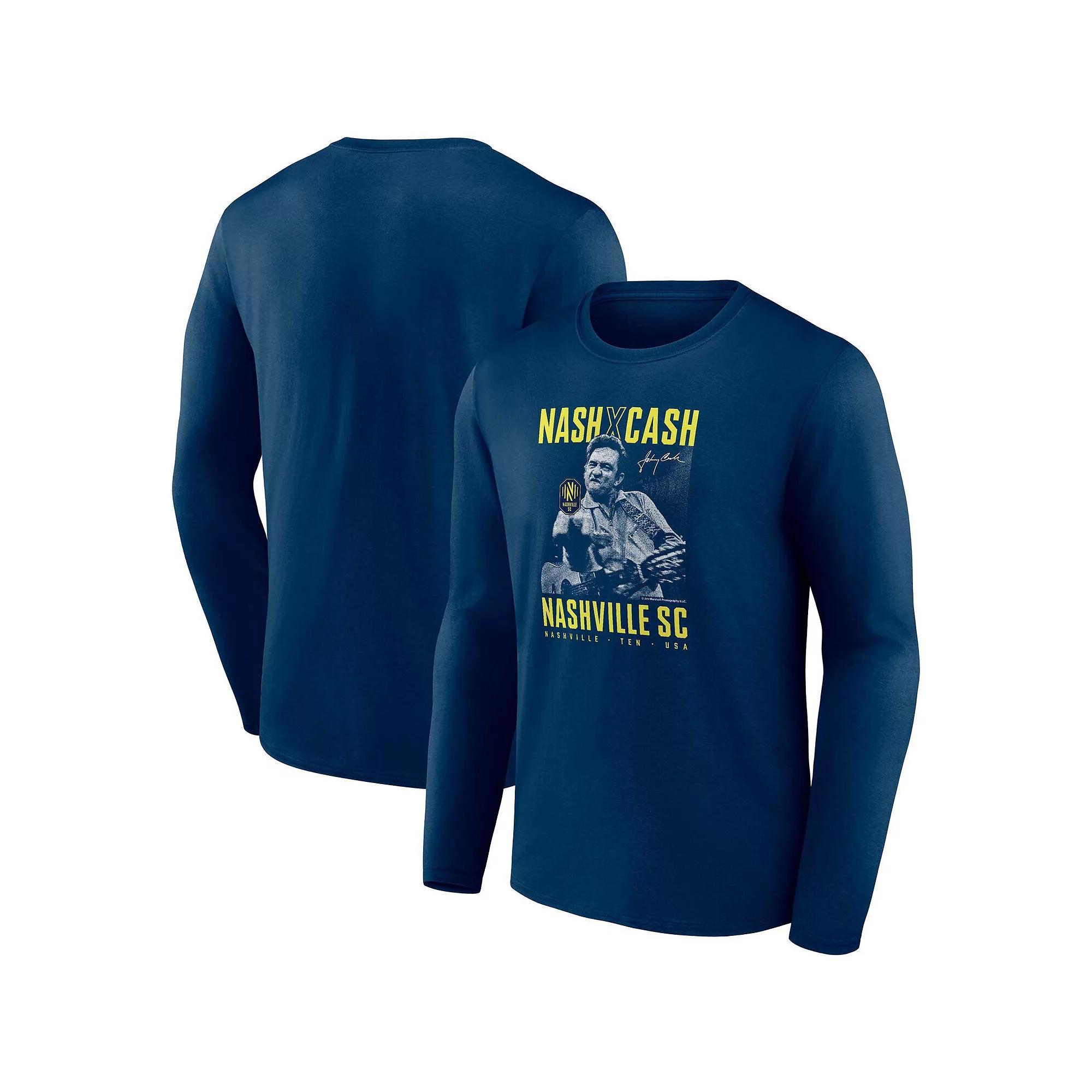 Men's Fanatics Navy Nashville SC Johnny Cash Finger Long Sleeve T-Shirt, Size: Large, Mls Blue Product Image