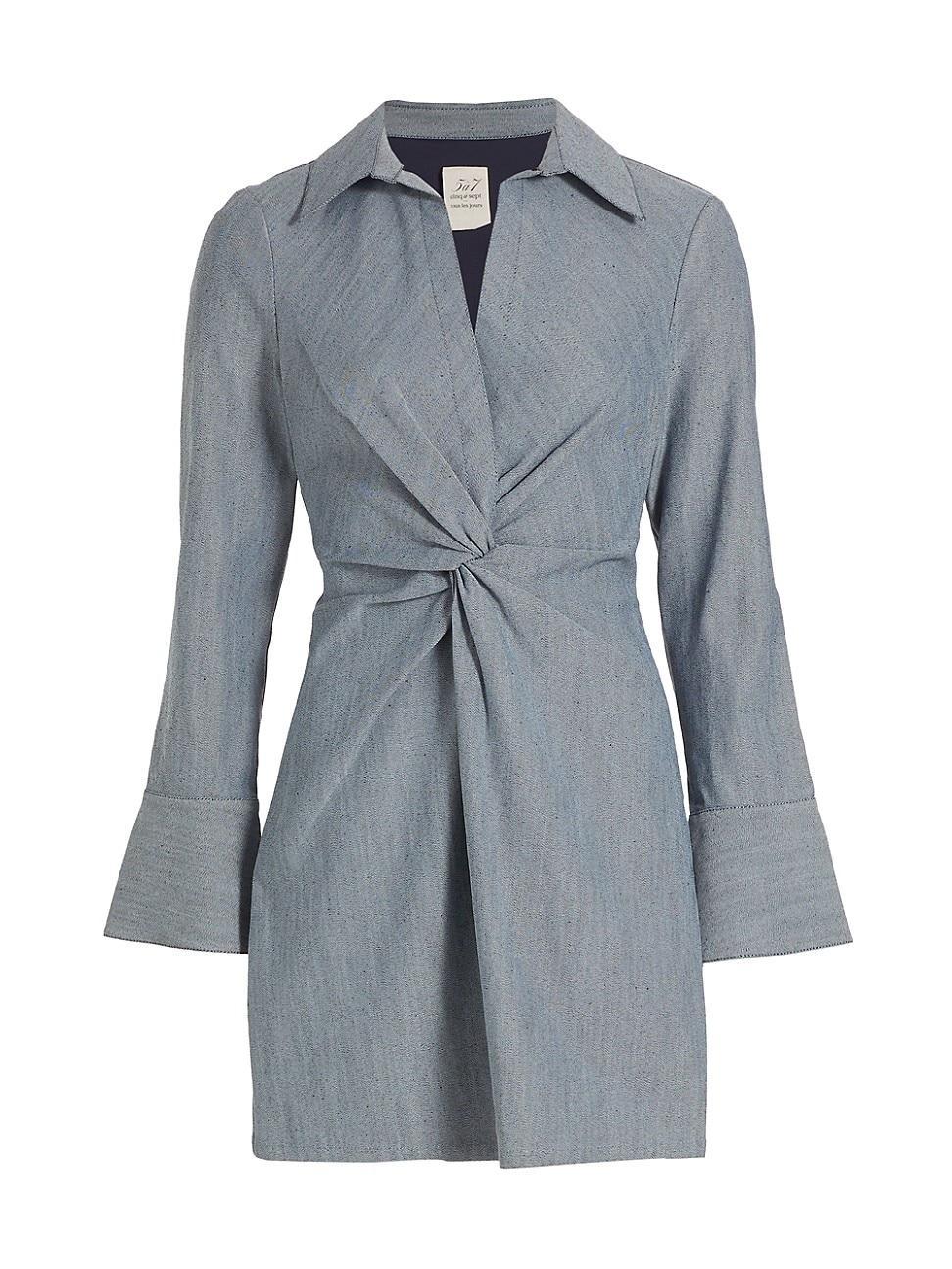Womens McKenna Twist-Front Denim Minidress Product Image
