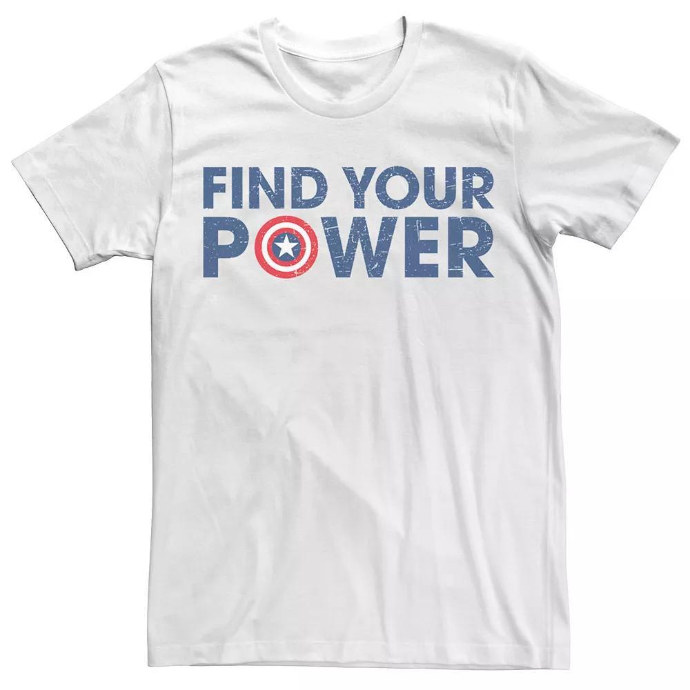 Men's Marvel Captain America Find Your Power Text Tee, Size: 3XL, White Product Image