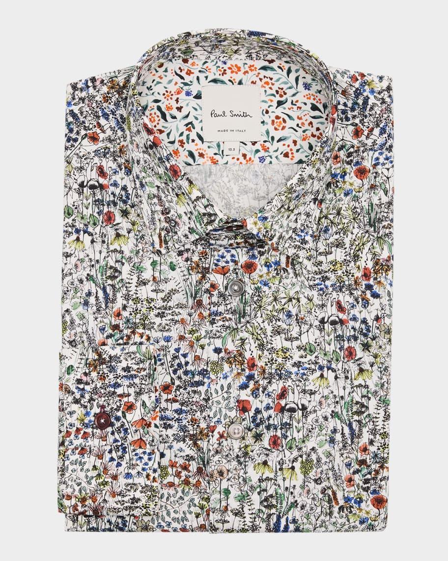 Mens Organic Cotton Floral Dress Shirt Product Image