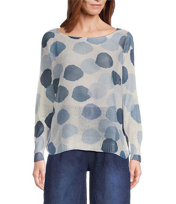M Made in Italy Abstract Dot Print Long Sleeve Knit Top Product Image