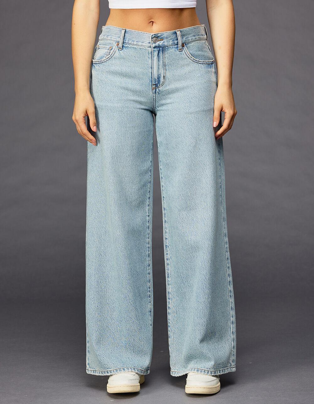 RSQ Womens Mid Rise Wide Leg Jeans - MED BLAST Product Image