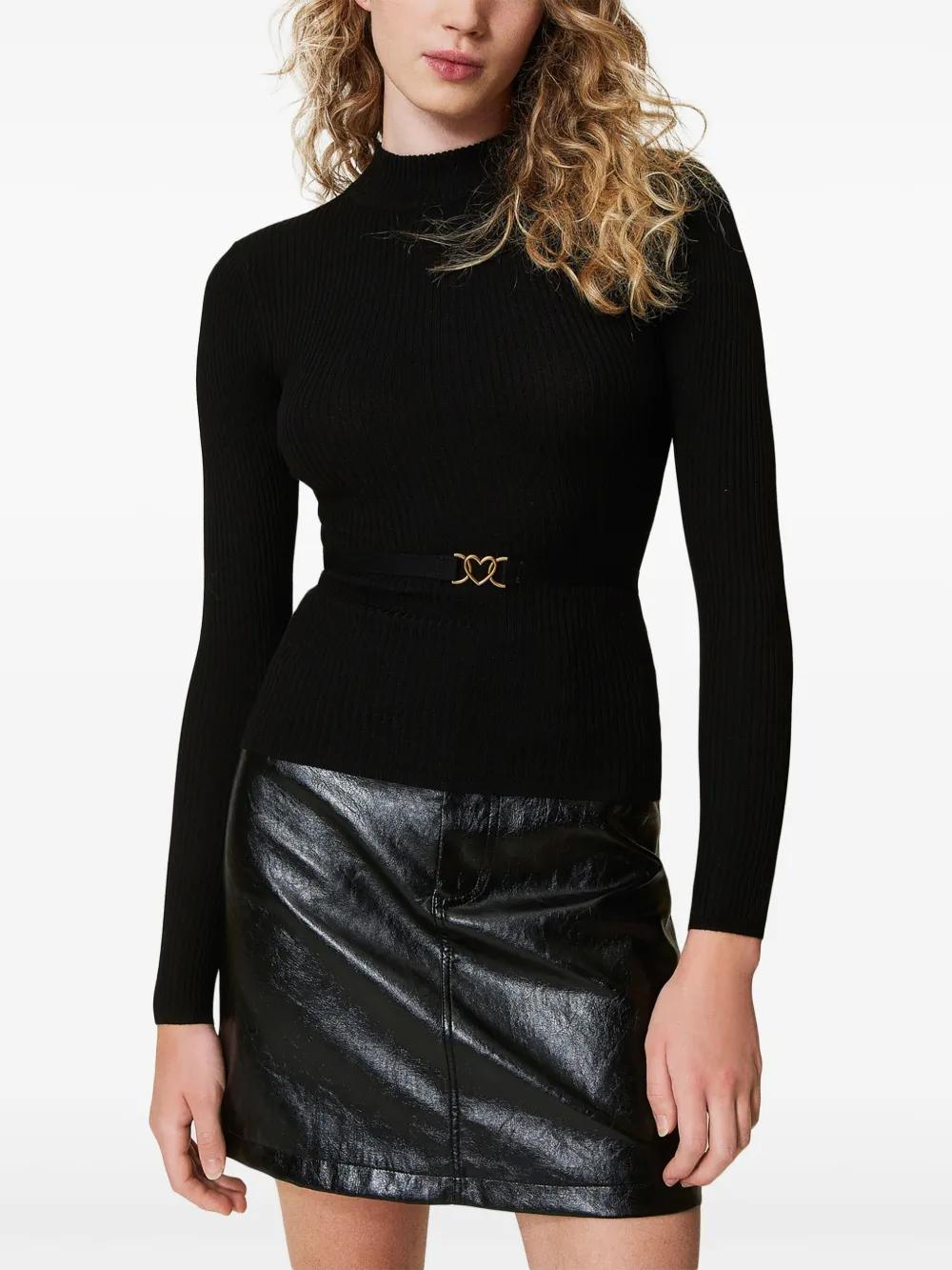 belted high-neck sweater  Product Image