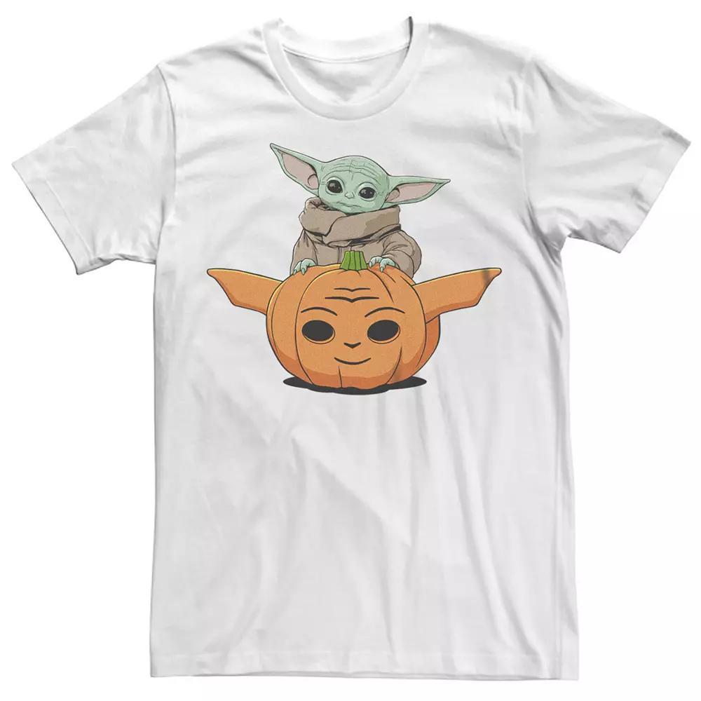 Men's Star Wars The Mandalorian Halloween Grogu Jack-o'-lantern Graphic Tee, Size: XXL, White Product Image