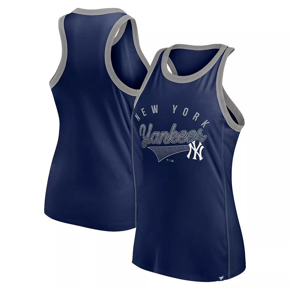 Women's Fanatics Branded Navy New York Yankees Tailsweep Fashion Racerback Rhinestone Tank Top, Size: Small, Blue Product Image