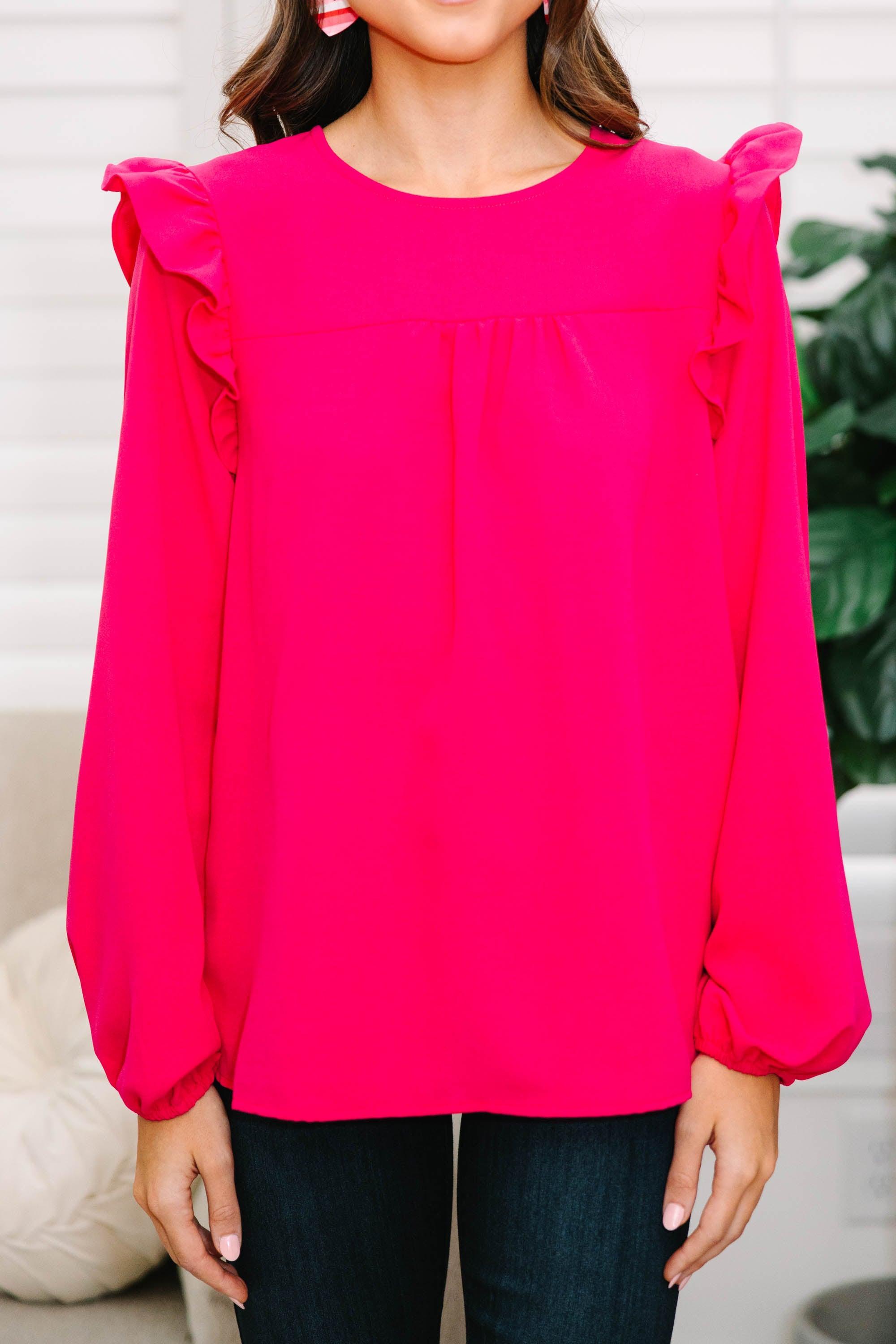 Feeling Important Fuchsia Pink Ruffled Blouse Female Product Image