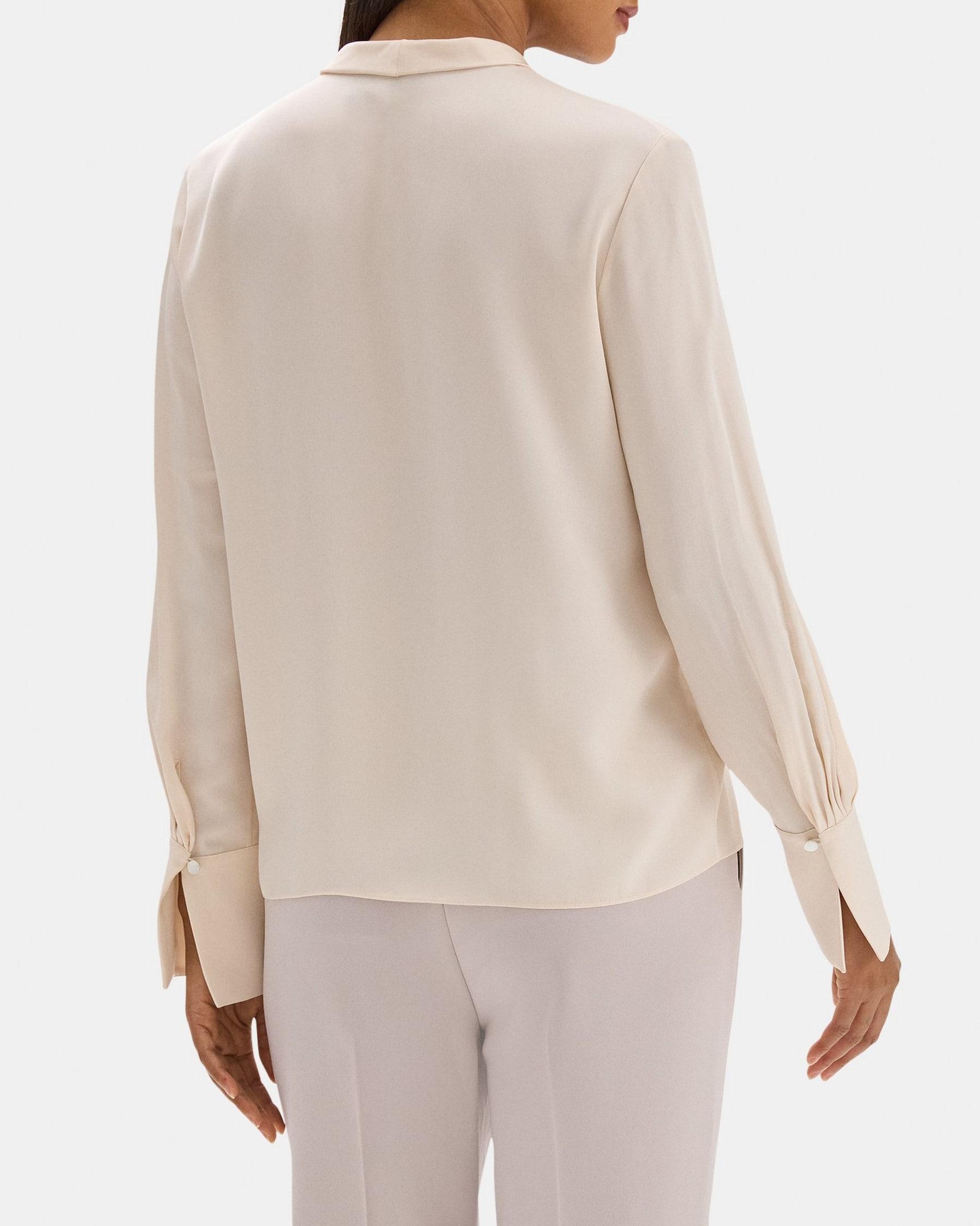 V-Neck Tie Blouse in Silk Product Image