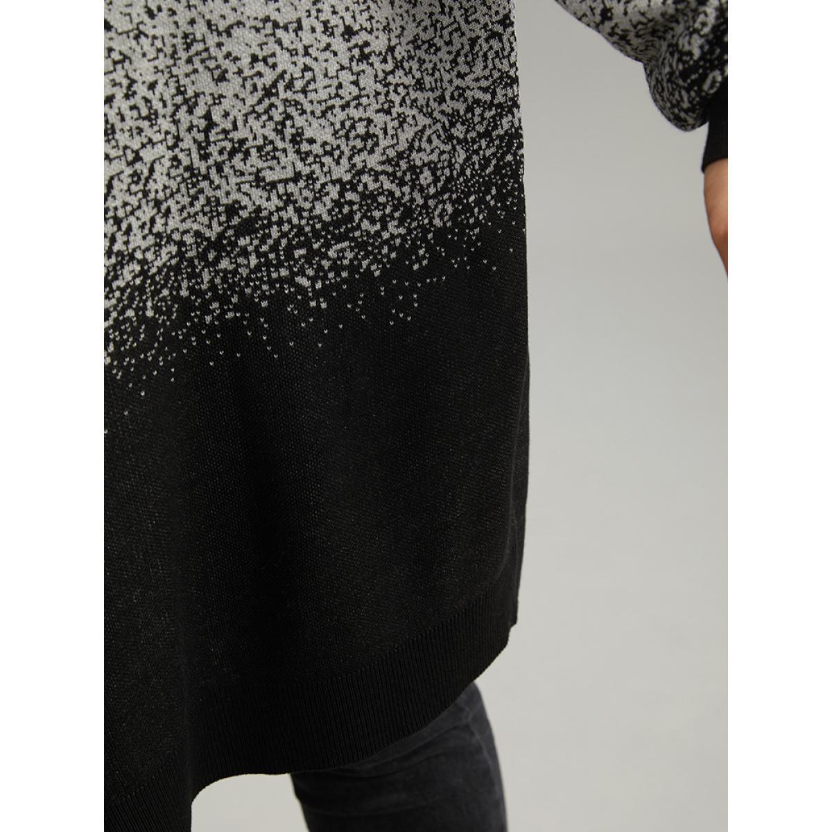 Plus Size Ombre Asymmetrical Open Front Cardigan DarkGray Women Casual Loose Long Sleeve Everyday Cardigans BloomChic 14-16/1X Product Image