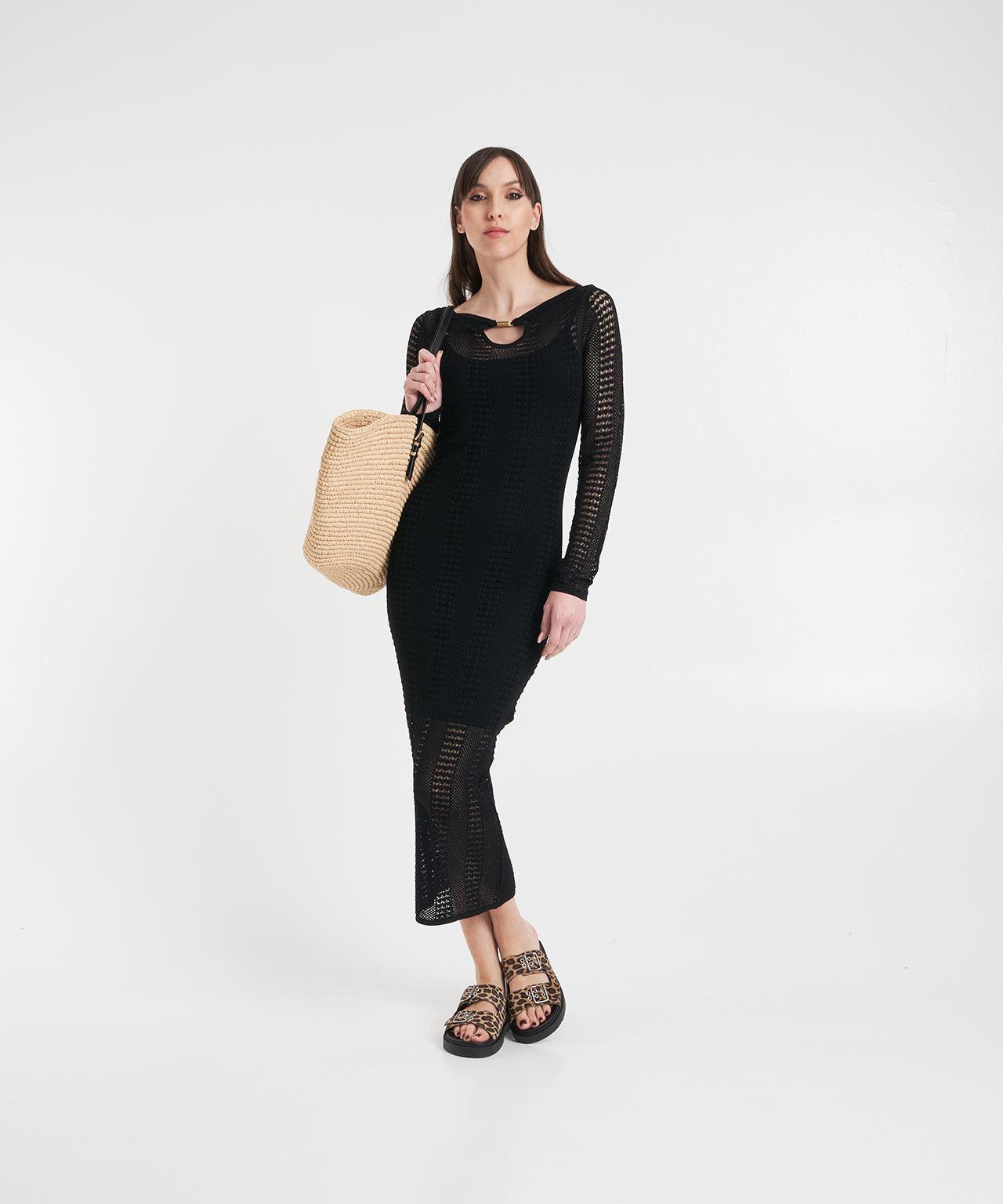 Lace crochet maxi dress Product Image