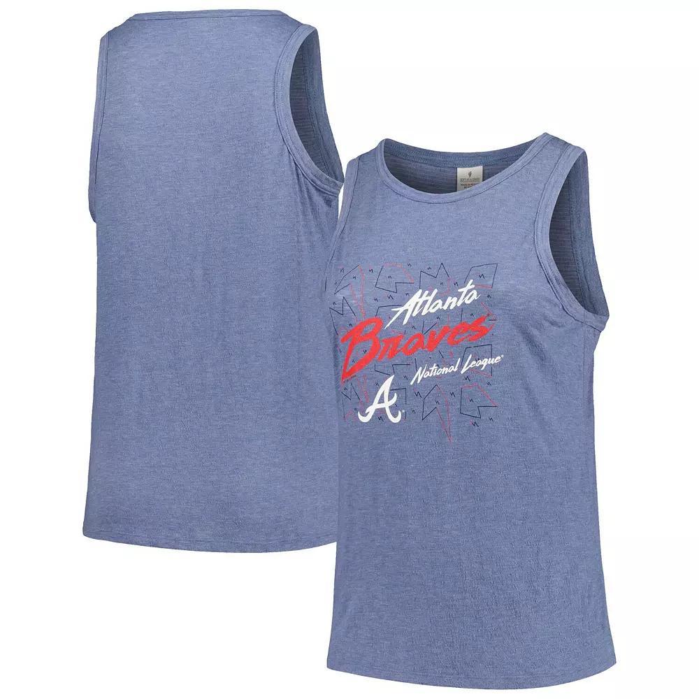Womens Soft as a Grape Atlanta Braves Plus Size Curvy High Neck Tri-Blend Tank Top Blue Product Image