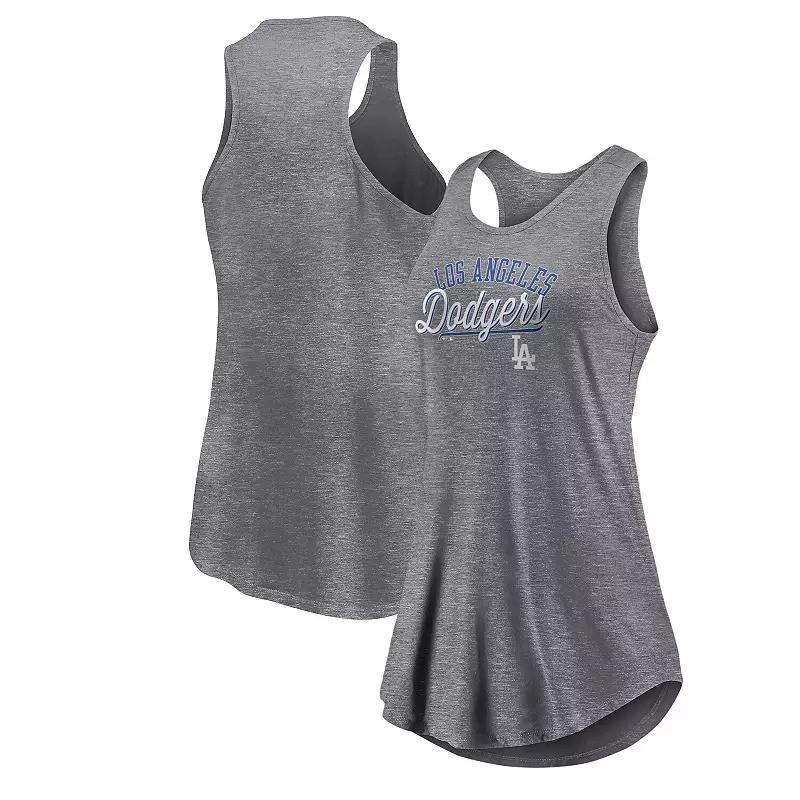 Women's Fanatics Branded Heather Gray New York Mets Simplicity Swing Racerback Scoop Neck Tank Top, Size: 3XL, Grey Product Image