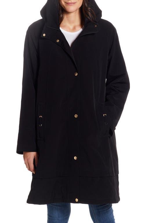 Women's Gallery Accordion Collar Raincoat, Size: Medium, Black Product Image