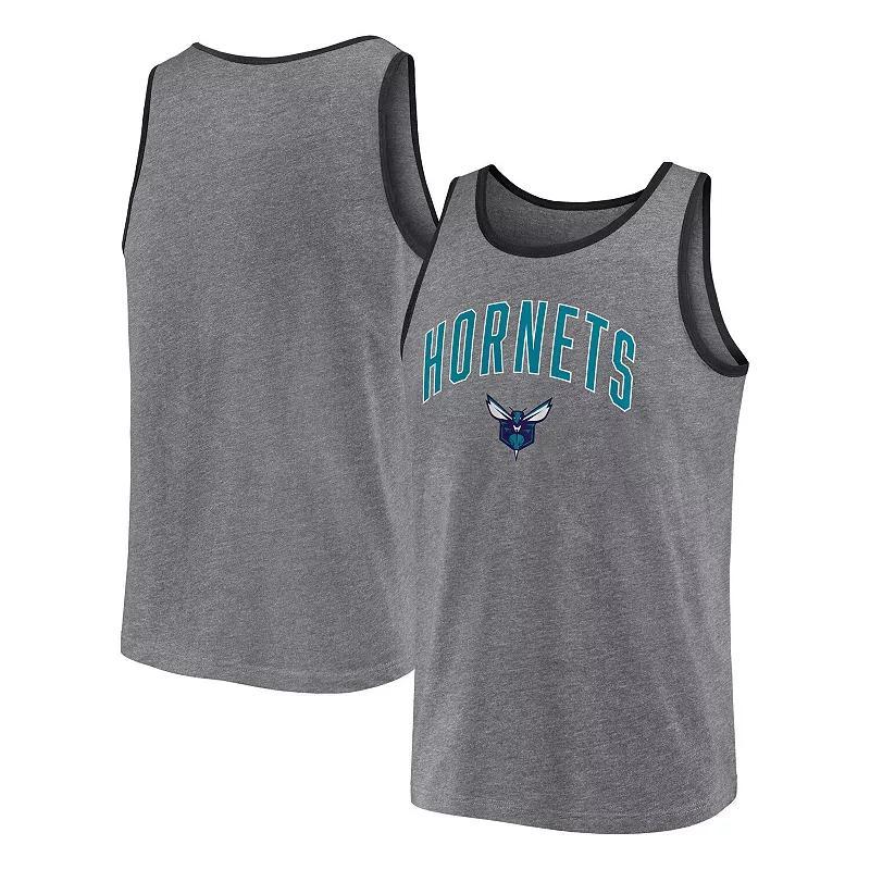 Mens Fanatics Branded Heather Gray Charlotte Hornets Primary Logo Tank Top Product Image
