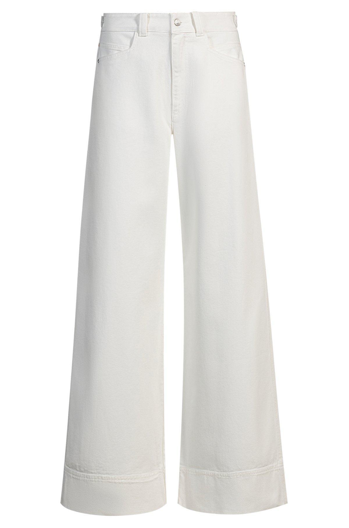 BOSS - Relaxed-fit trousers in cotton twill - White Product Image