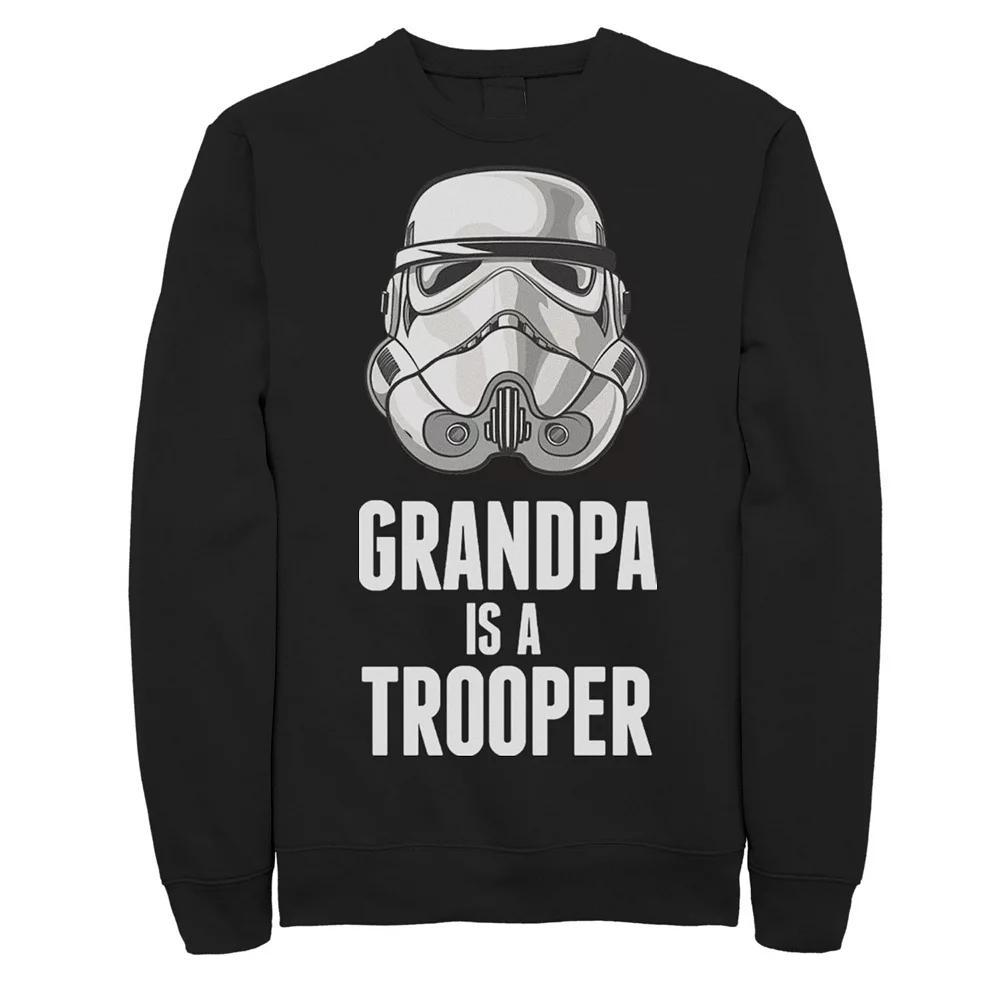 Men's Star Wars Stormtrooper Grandpa Is A Trooper Fleece Graphic Pullover, Size: 3XL Tall, Black Product Image