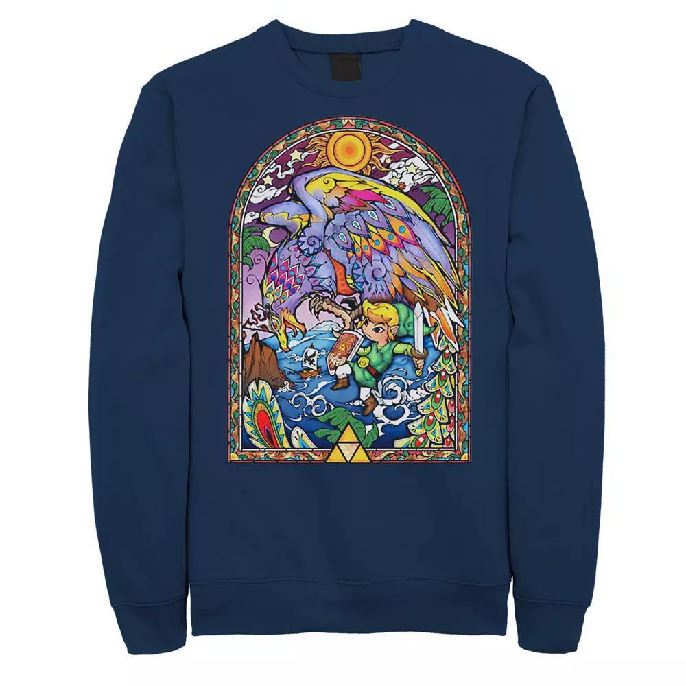 Big & Tall The Legend Of Zelda Windwaker Helmaroc Stained Glass Graphic Fleece Pullover, Men's, Size: 5XL, Blue Product Image