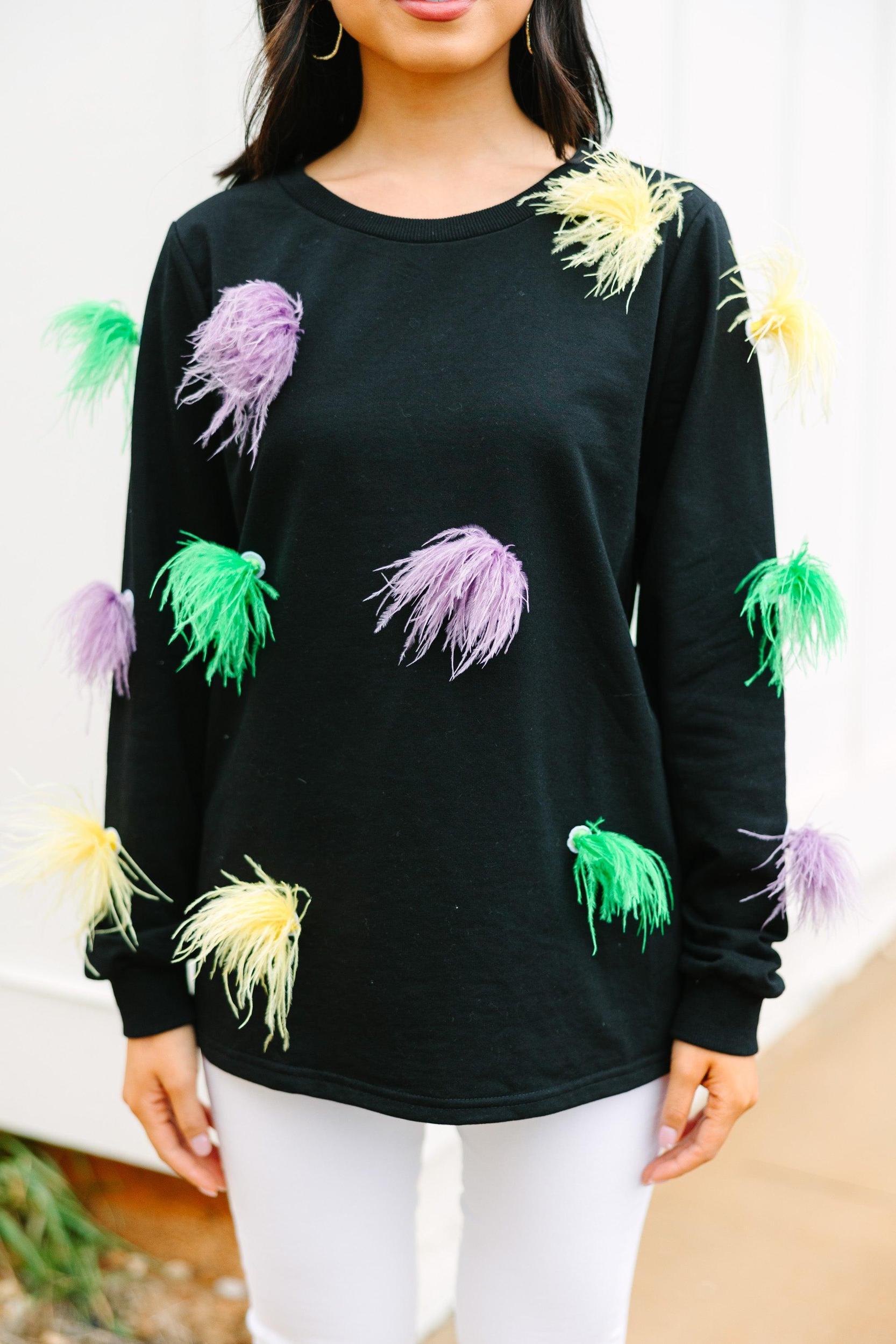 Float On Black Feather Top Female Product Image