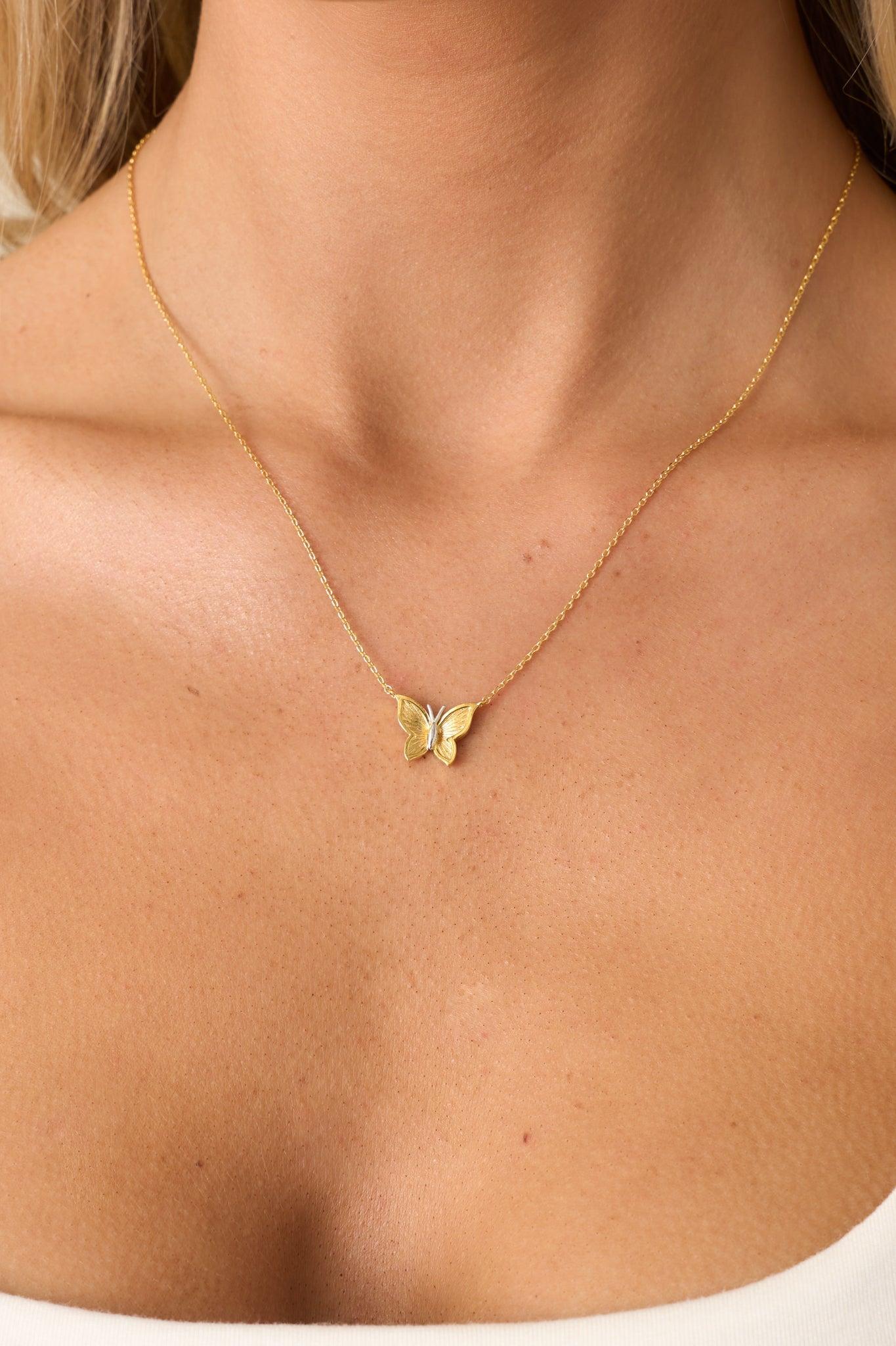 Taking Flight Gold Butterfly Necklace Product Image