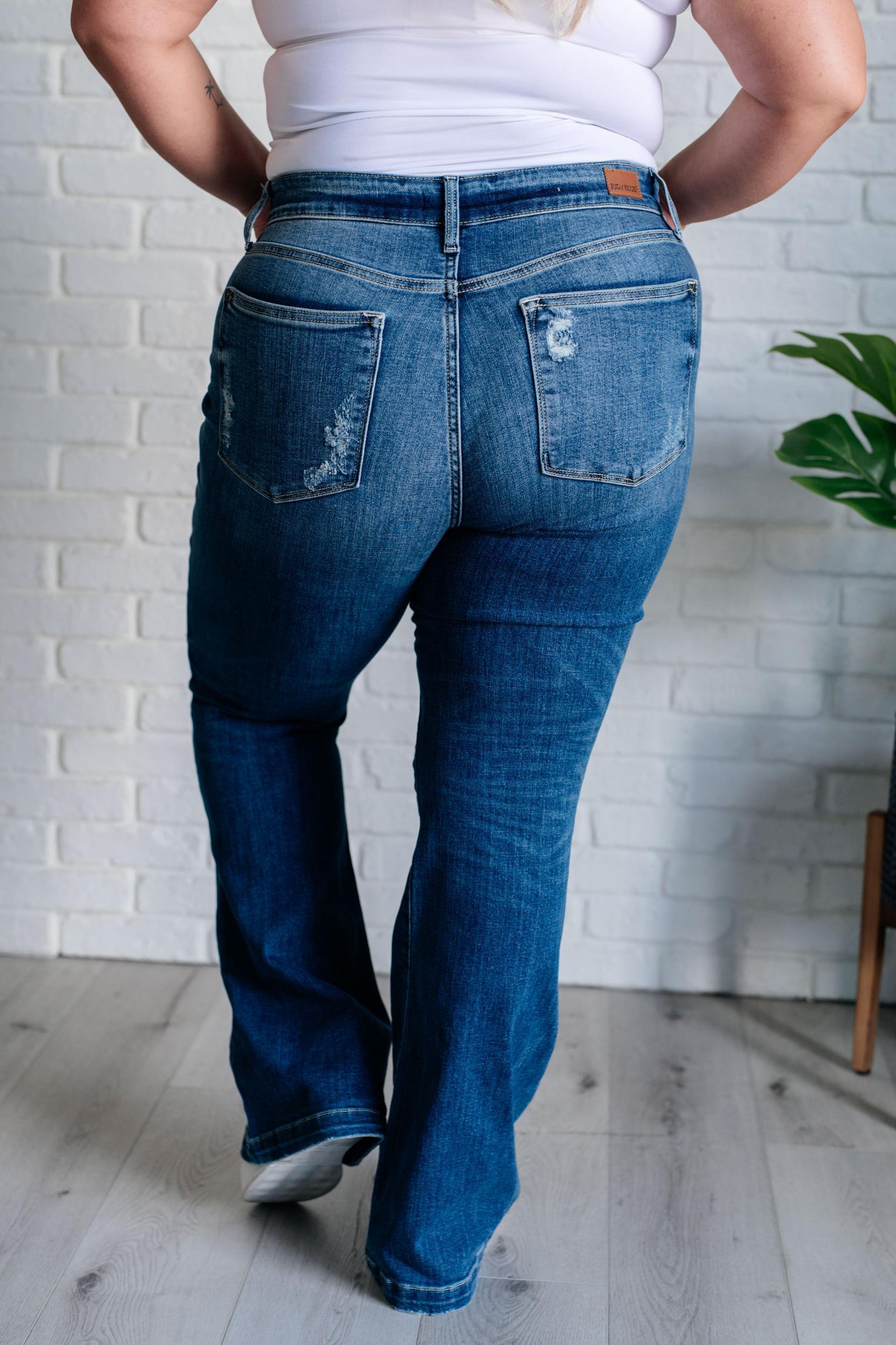 Gabriella Mid Rise Distressed Button Fly Flare (Online Exclusive) Product Image