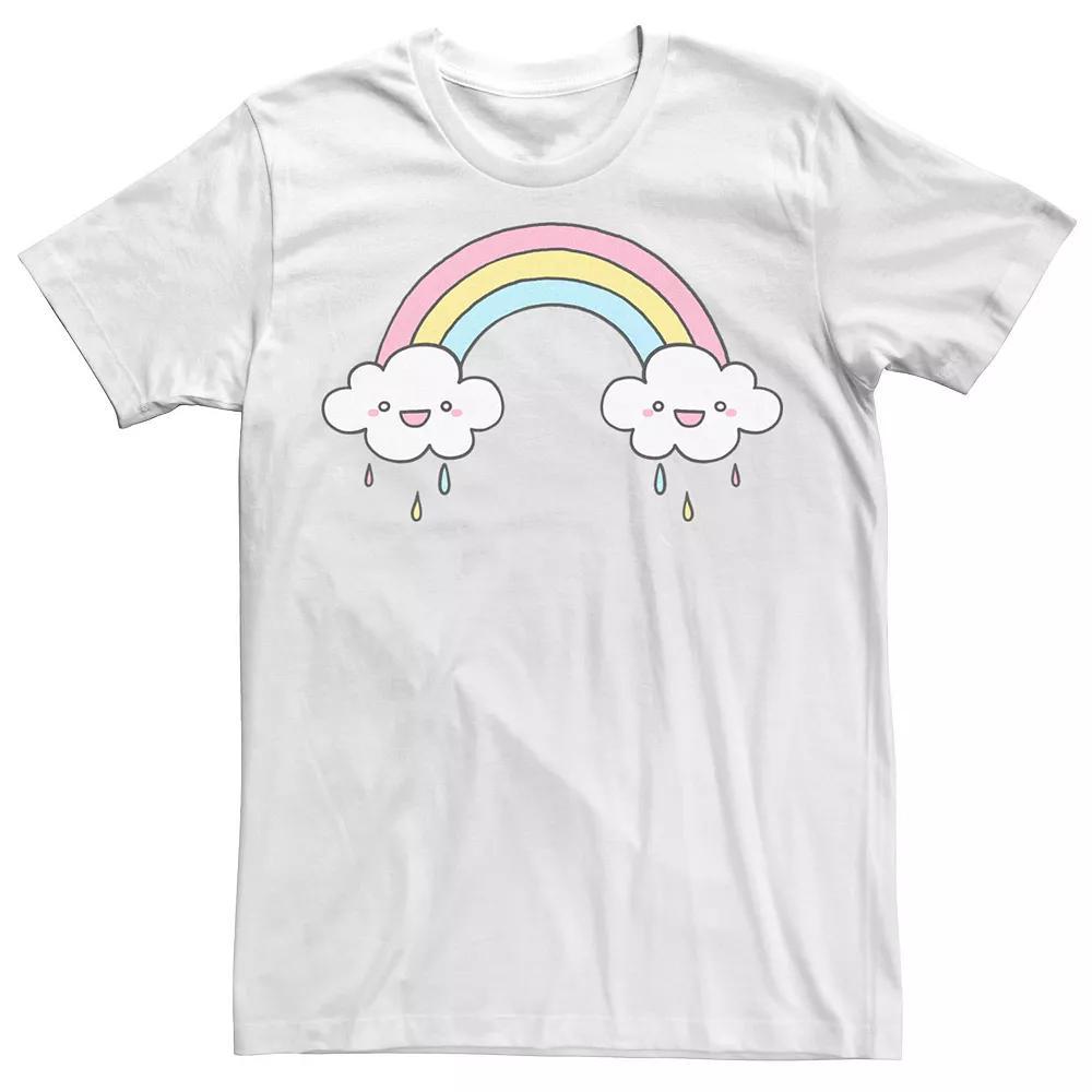Men's Rainbow Rain Cloud Smiles Tee, Size: 3XL, White Product Image