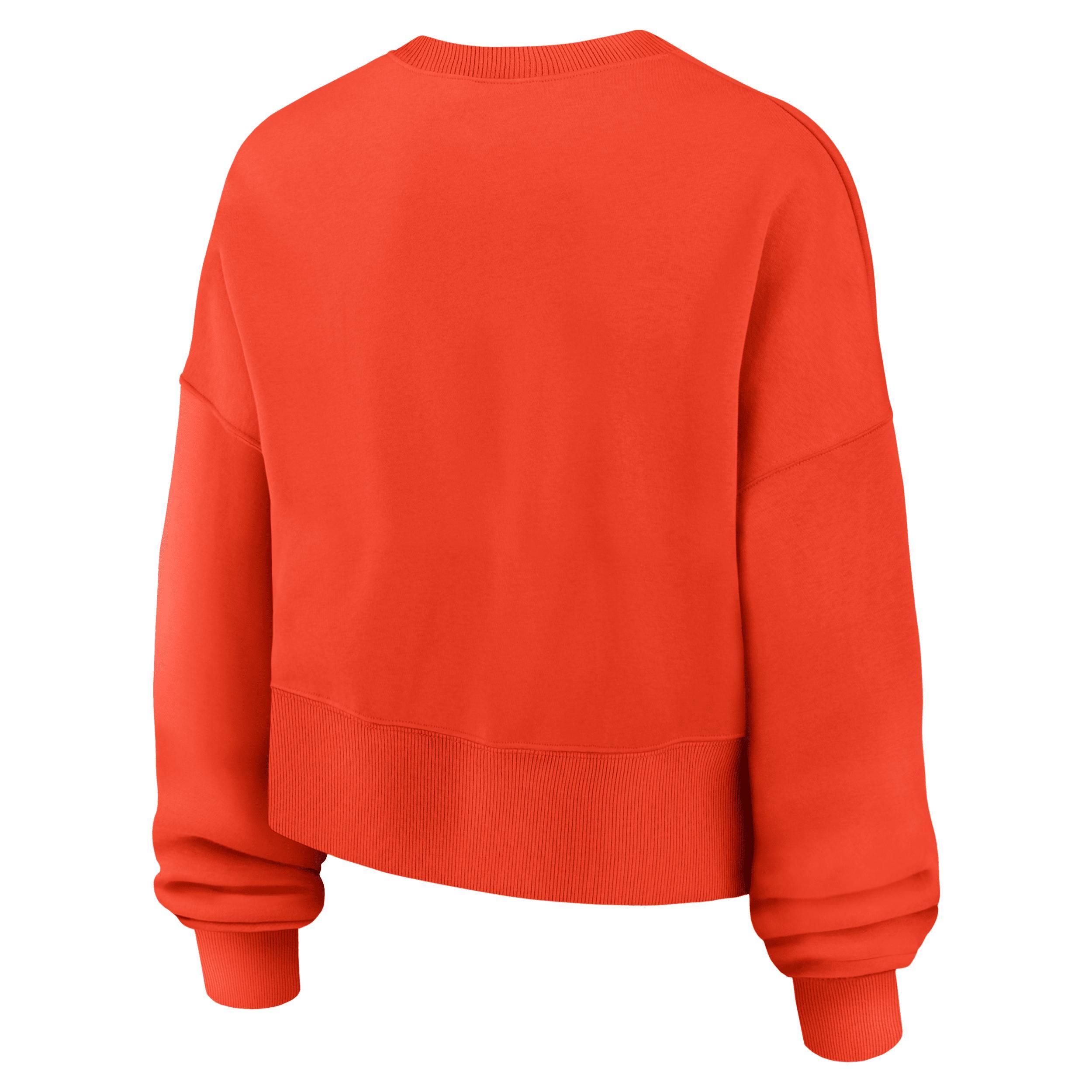 Women's Nike Orange New York Mets Oversized High Hip Pullover Sweatshirt, Size: XL Product Image