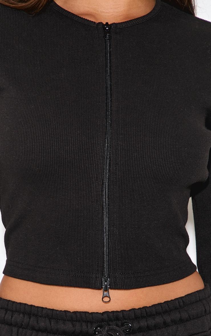 Black Rib Double Zip Top Product Image
