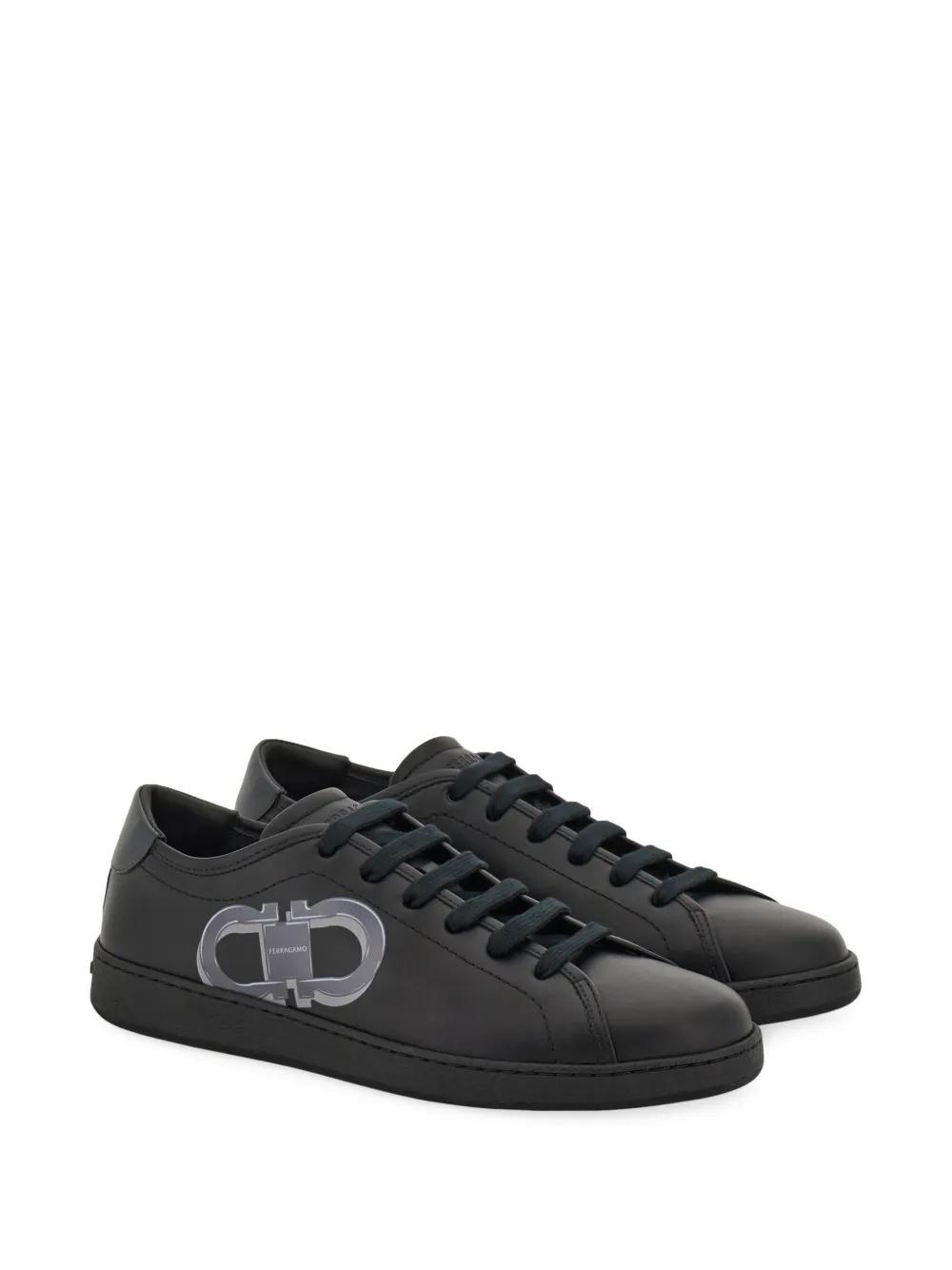 FERRAGAMO Double Gancini Sneakers In Black Product Image