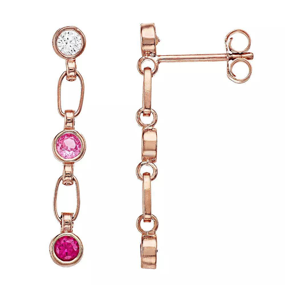 Kristen Kesho Sterling Silver Lab-Created White & Pink Sapphire & Lab-Created Ruby Dangle Drop Earrings, Women's, Pink Tone Product Image