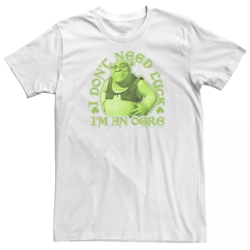 Big & Tall Shrek Saint Patrick's Day "I Don't Need Luck I'm An Ogre" Tee, Men's, Size: XXL Tall, White Product Image