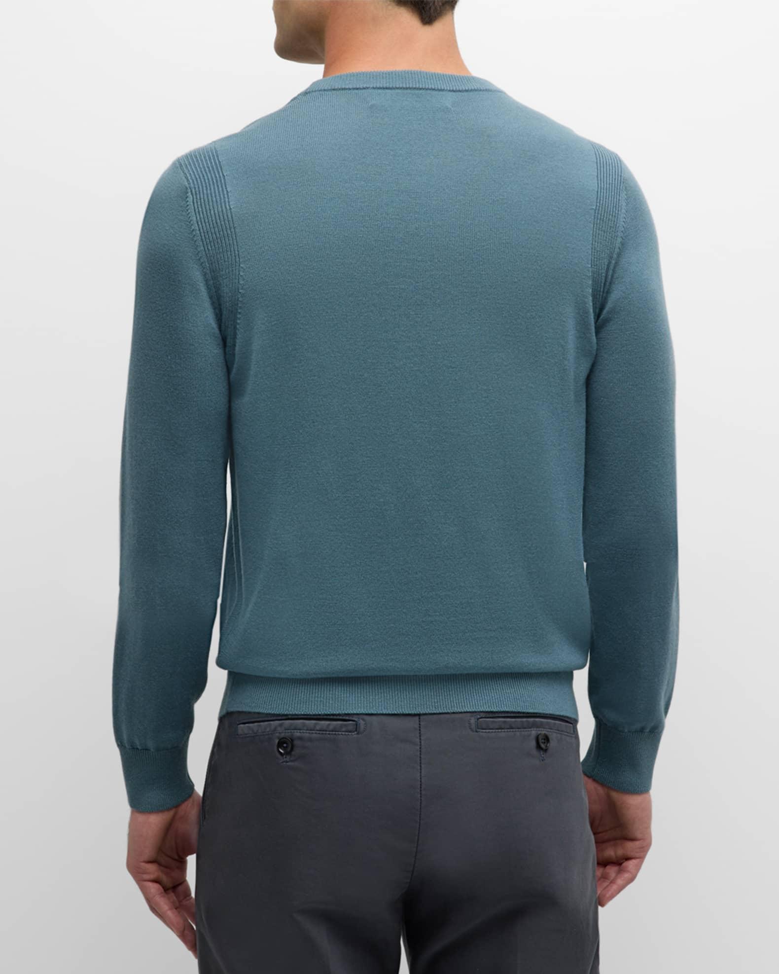 Mens Saddle-Shoulder Merino Wool Knit Sweater Product Image