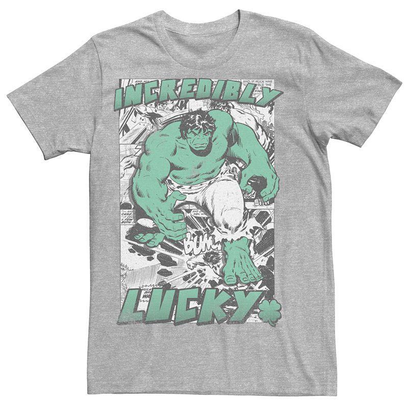 Men's Marvel The Incredible Hulk Incredibly Lucky Graphic Tee, Size: Medium, Athletic Grey Product Image
