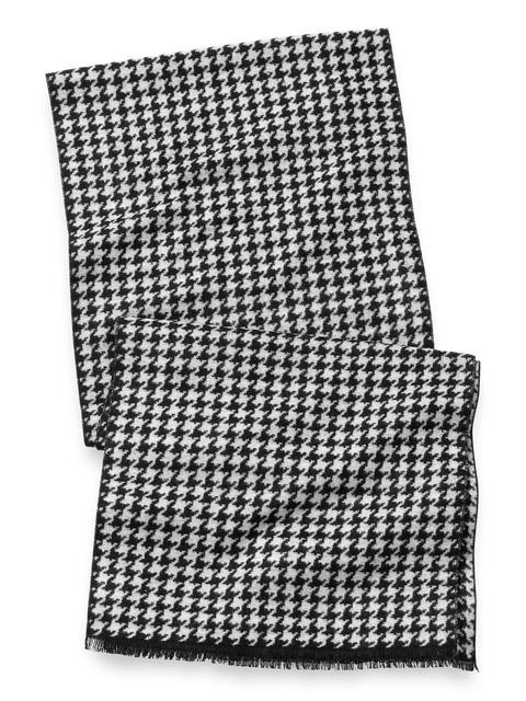 Houndstooth Brushed Silk Scarf - Black/white Product Image