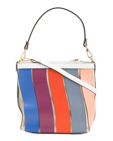 Leather Woven Color Block Panels Hobo for Women | Leather/Metal Product Image