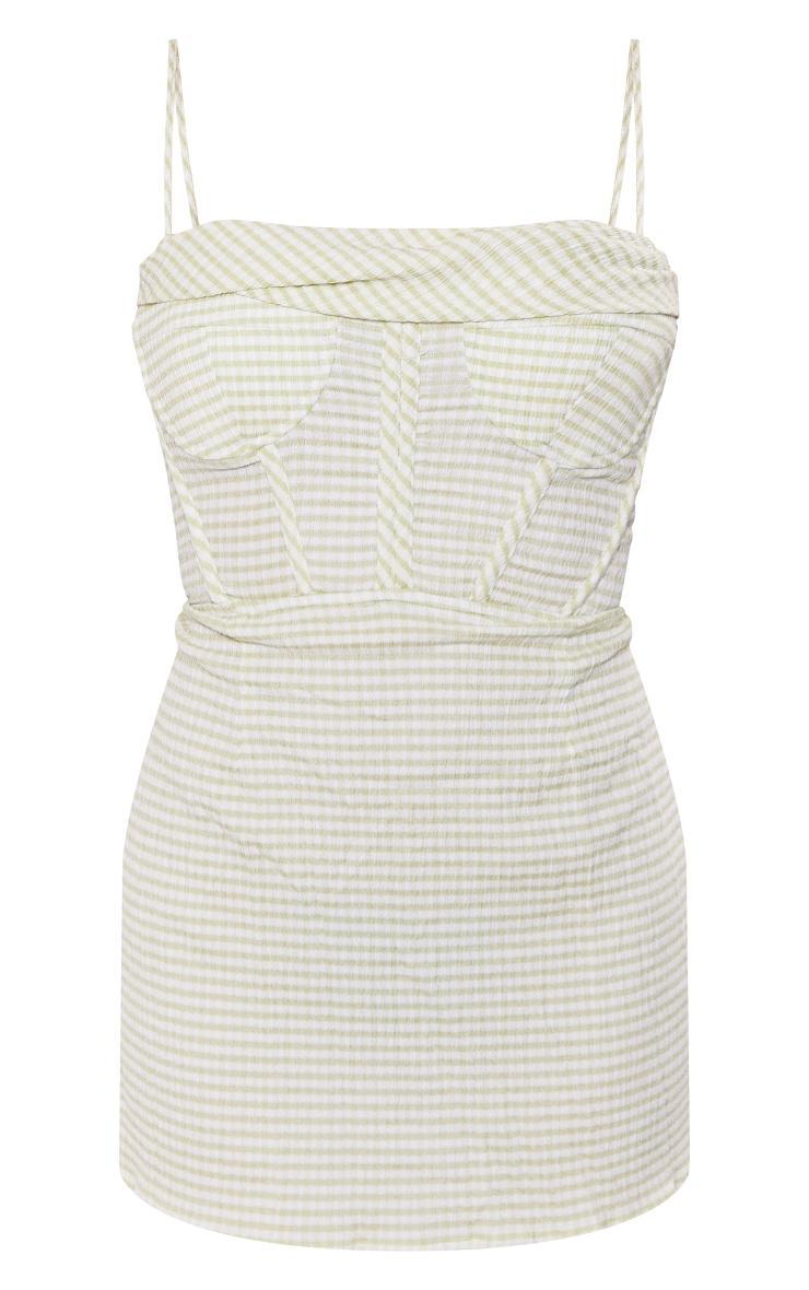 Sage Green Textured Stripe Corset Cowl Bodycon Dress Product Image