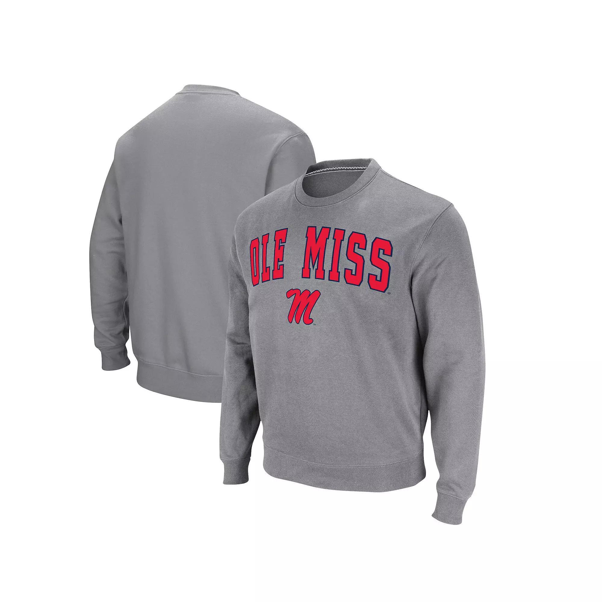 Men's Colosseum Heather Gray Ole Miss Rebels Arch & Logo Pullover Sweatshirt, Size: Large, Grey Product Image