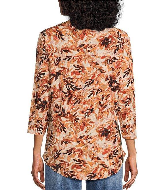 Westbound Cream Fall Leaves 3/4 Sleeve Knit Top Product Image