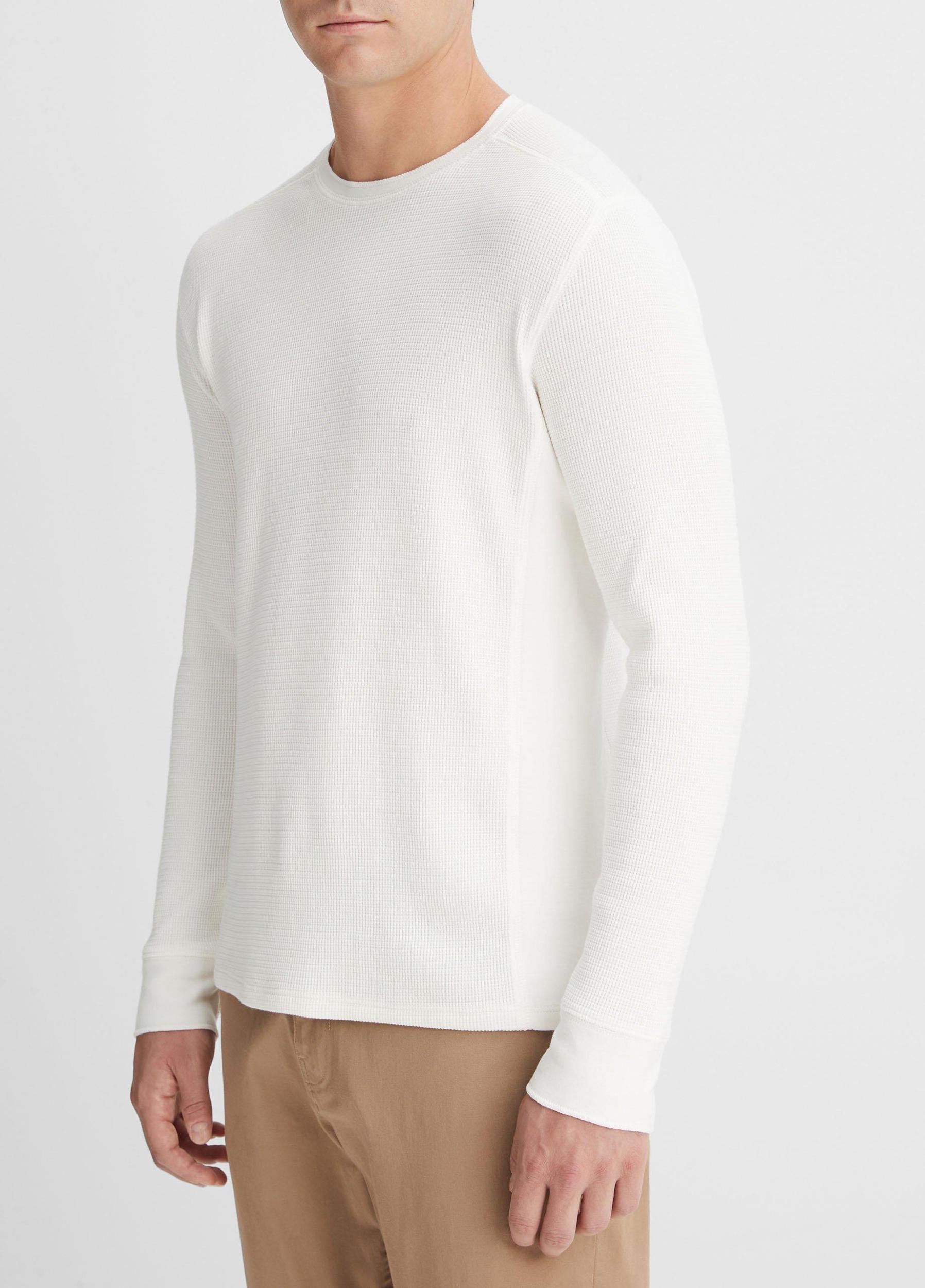 Mens Thermal Long Sleeve Crew Neck Pullover, Black, Size S Vince Product Image