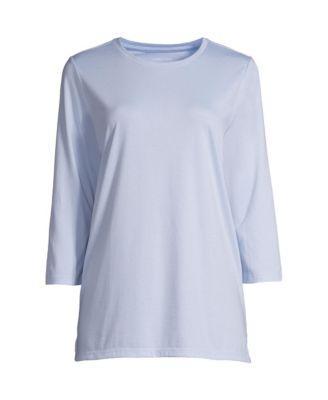 Women's Lands' End Supima Cotton Crewneck Tunic, Size: XL, Purple Stripe Product Image