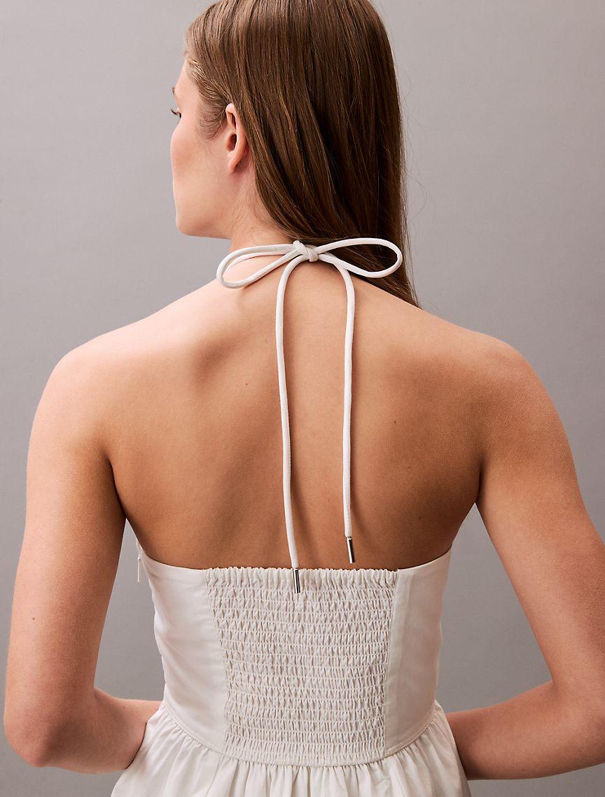 Cotton Twill Halter Midi Dress Product Image