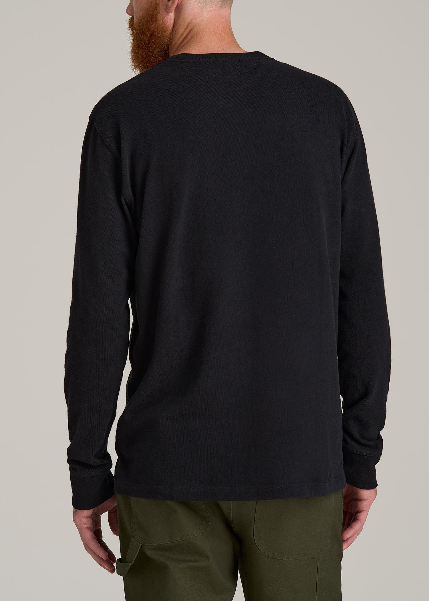 LJ&S Long Sleeve Workwear Pocket Tall Men's Tee in Black Product Image