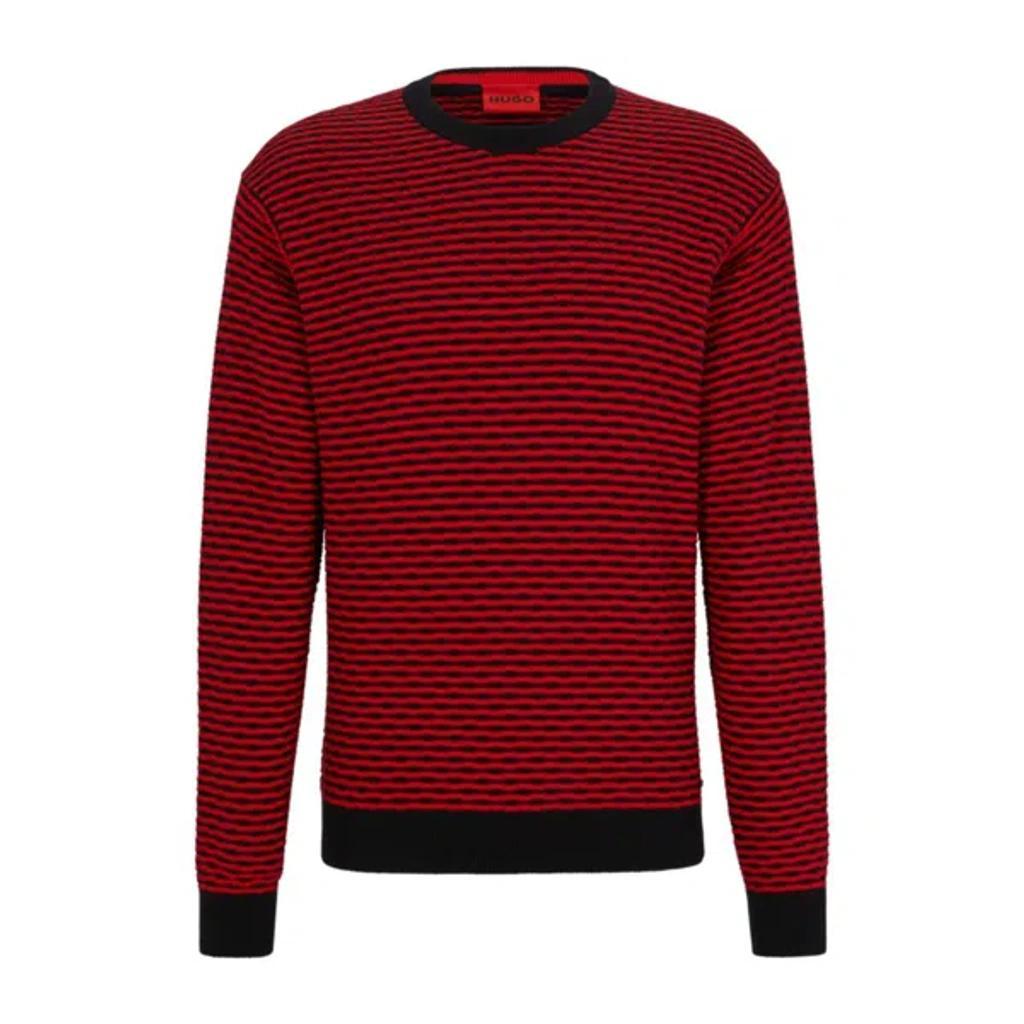 HUGO BOSS Relaxed-fit Sweater In Cotton With Knitted Structure In Red Product Image
