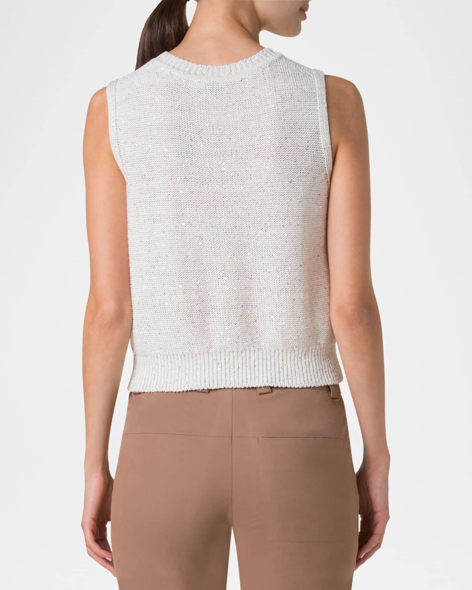Micro Sequined Knit Sleeveless Sweater Product Image