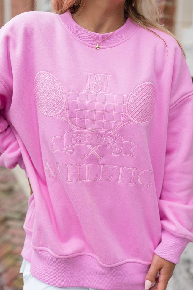 Sporty Chic Pink Embroidered Sweatshirt FINAL SALE Product Image