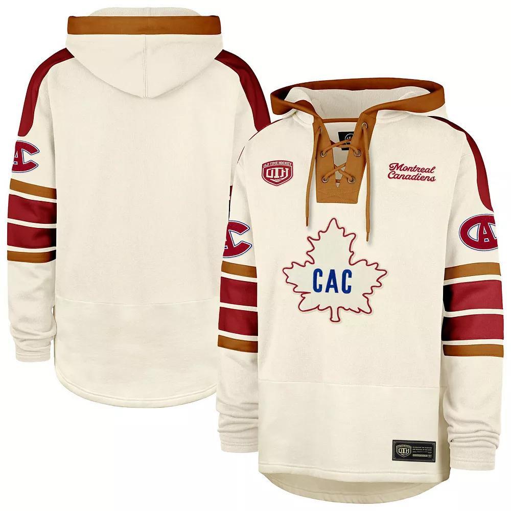 Men's '47  Cream Montreal Canadiens Blue Line Heritage Lacer Pullover Hoodie, Size: 2XL, Cnd Beige Product Image