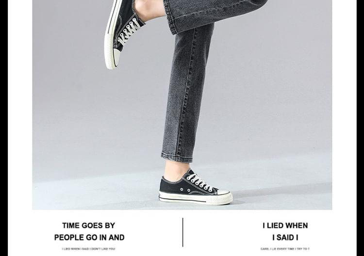 High Waist Washed Cropped Straight Leg Jeans Product Image