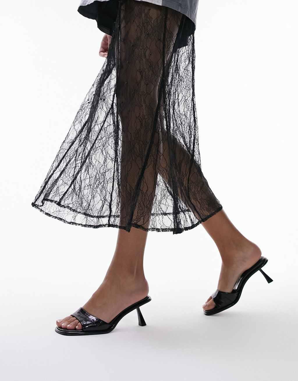 Topshop Isaac angular mid heel mules Product Image