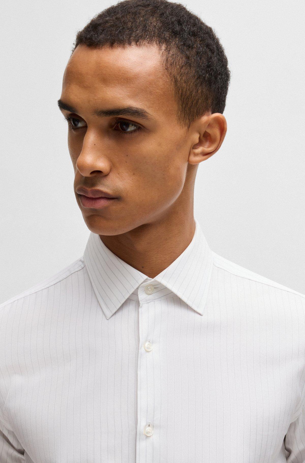 Slim-fit shirt in striped cotton twill Product Image