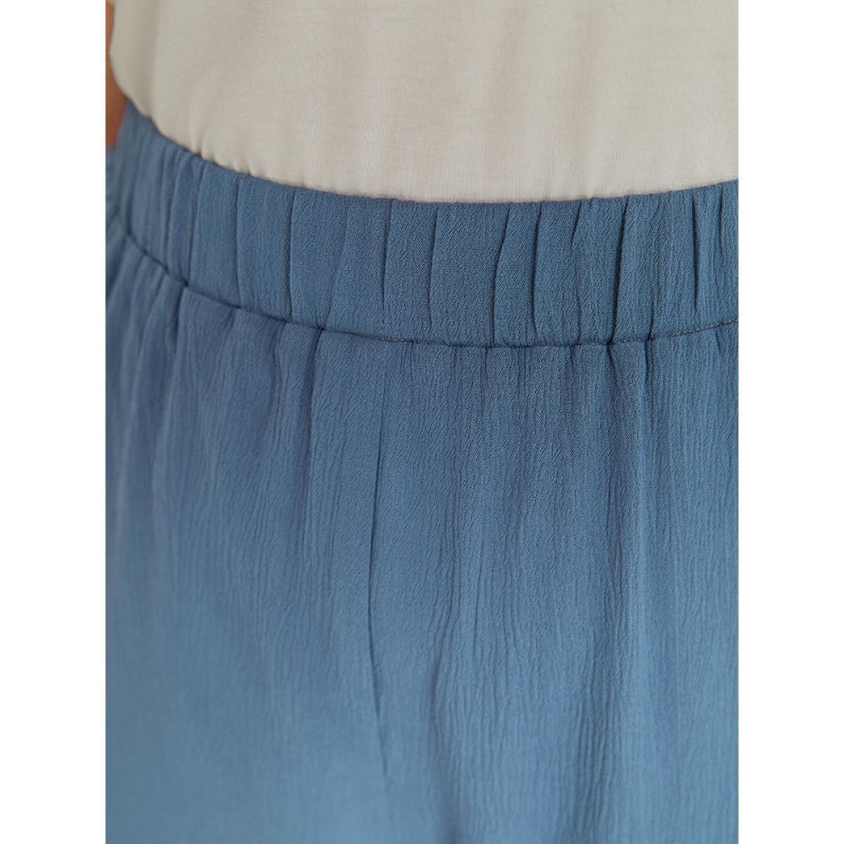 Plus Size Solid Pocket Elastic Waist Wrap Hem Pants Women Stone Casual High Rise Dailywear Pants BloomChic 14-16/1X Product Image